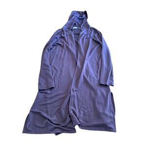 J Jill Luxe Tencil hooded duster cardigan/robe eggplant purple size large